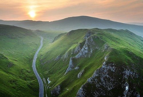 Peak district from above, national park